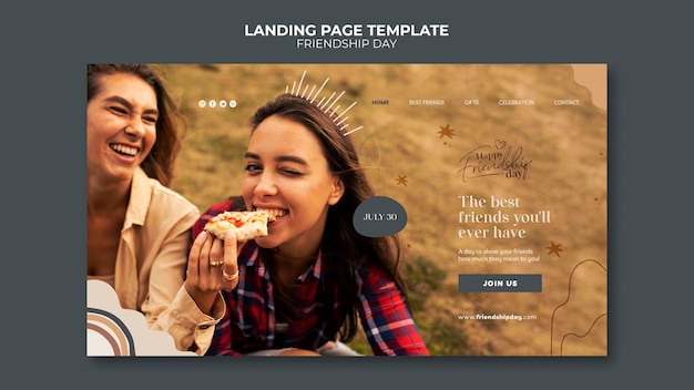 PSD friendship day landing page template in abstract design