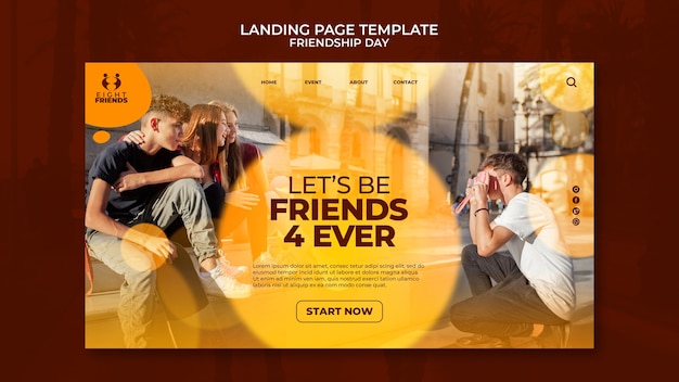 PSD friendship day landing page template design