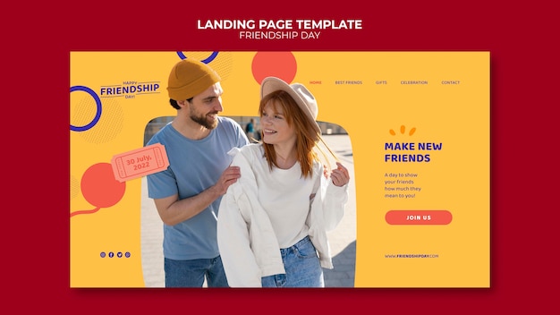 PSD friendship day landing page template with circles design