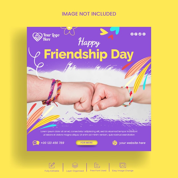 PSD friendship day social media post banner poster flyer template design