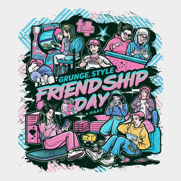 Friendship forever typography and white tshirt design