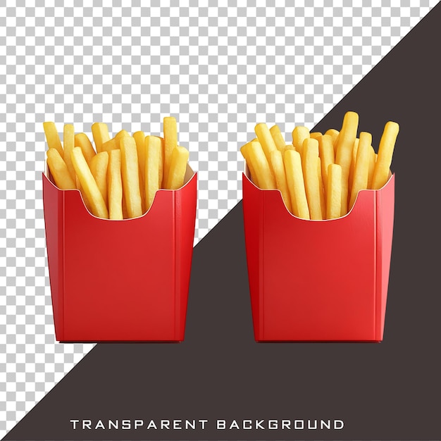 Fries in een rode kartonnen doos.