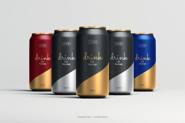 Frisdrank of bierblikjes mockup vooraanzicht