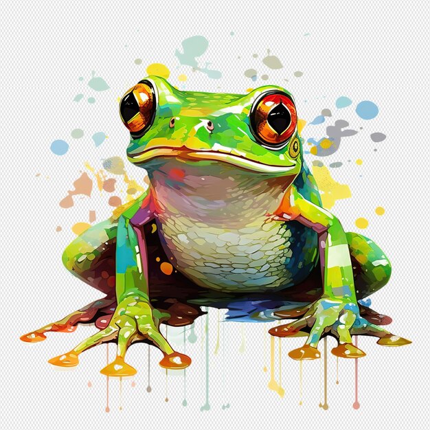 PSD frog painted with watercolor