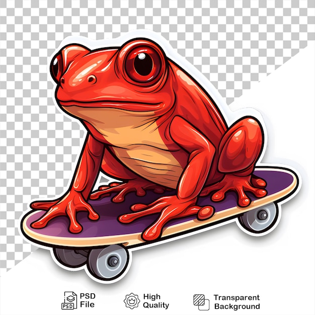 Frog on skateboarding sticker isolated on transparent background include png file