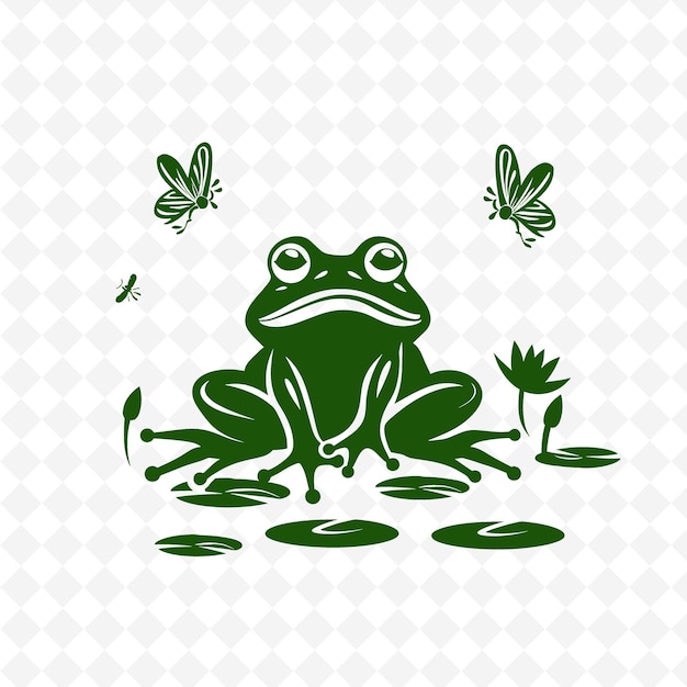 PSD a frog with butterflies and butterflies on it