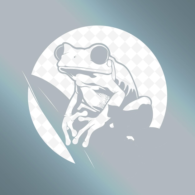 PSD a frog with a surfboard on it and a moon in the background