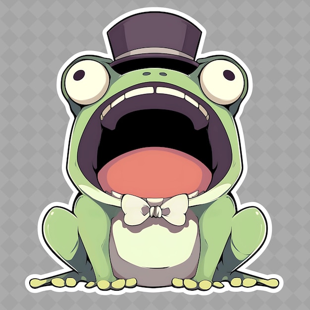 PSD a frog with a top hat and a bow tie on it