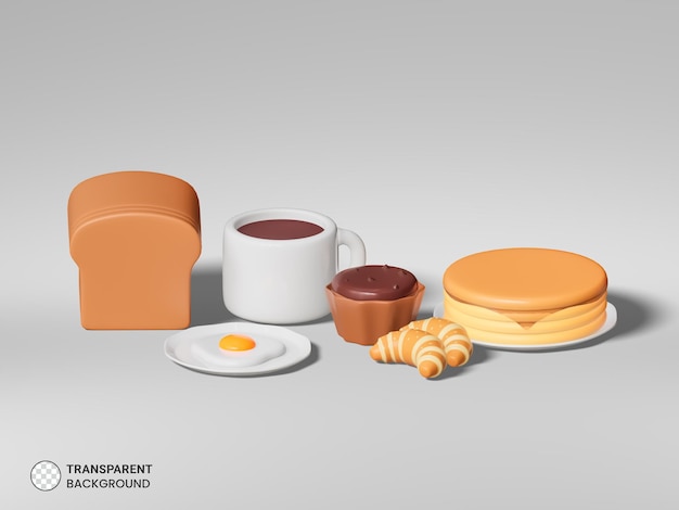 Frokostelement Ikon Isolert 3d-gjengivelse Illustrasjon