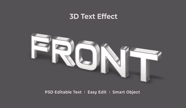 Front 3D-tekststijleffect Mockup-sjabloon Premium