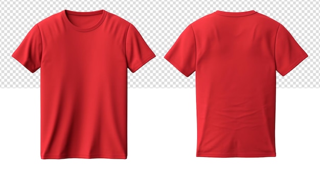 PSD シンプルな赤いtシャツのテンプレートモックアップのフロントとバックビュー