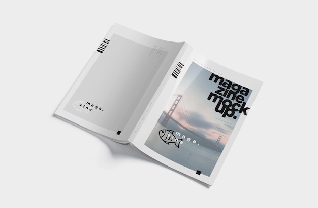 Front and Back Cover of Magazine Spread Mockup