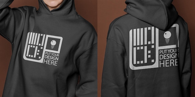 PSD front and back hoodie with any color mockup