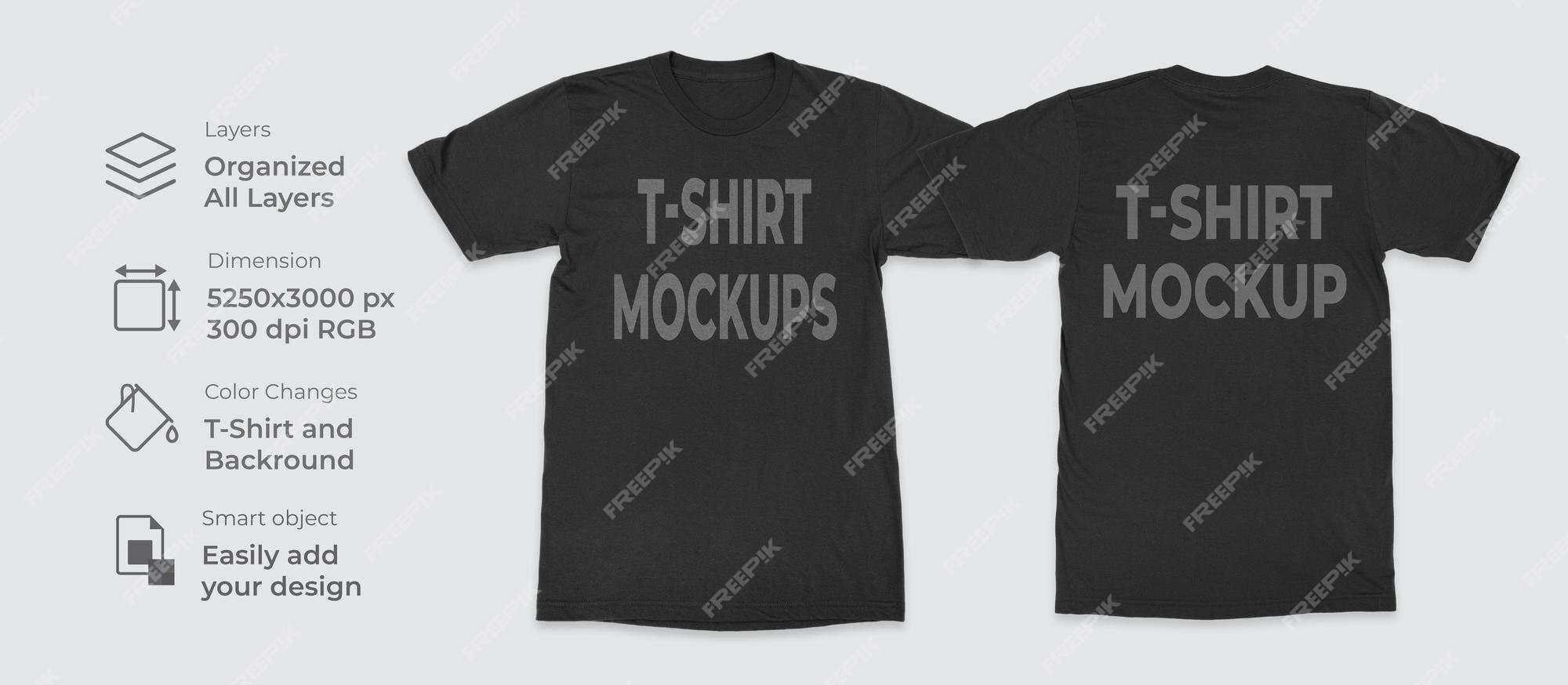 Premium PSD | Front and back view realistic t-shirt mockup