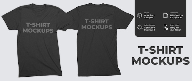 PSD front and back view t-shirt mockup