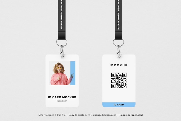 PSD front and backside id card mockup
