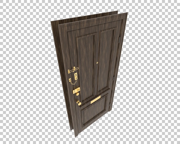 PSD front door isolated on background 3d rendering illustration