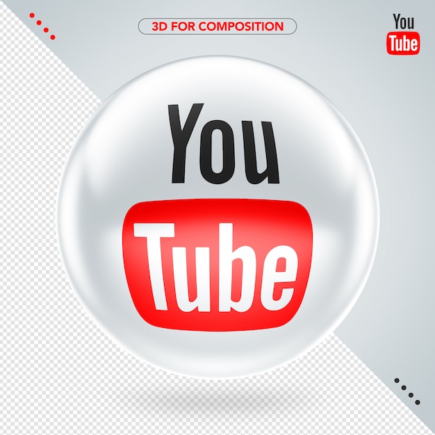 Front ellipse 3d white red and black youtube logo for composition