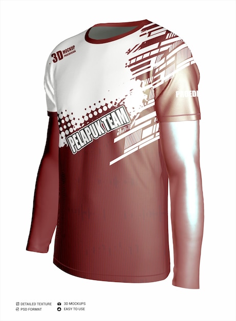 PSD front left side round collar cuff jersey mockup