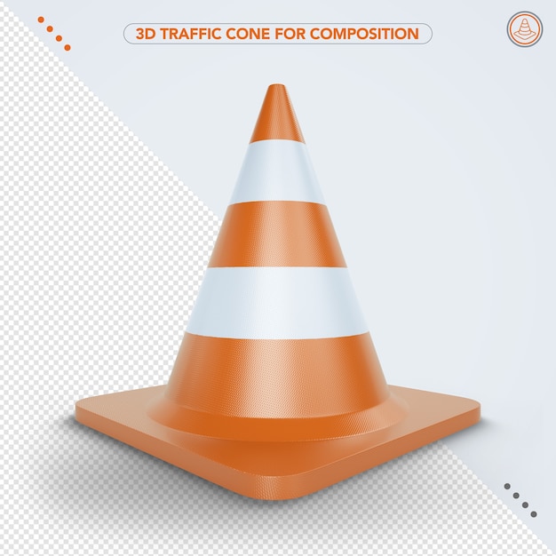 Front rotated isometric 3D warning cone