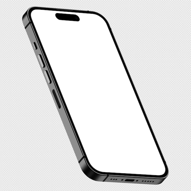 Фото с передней стороны черного смартфона, похожего на iphone без фона Шаблон для макета