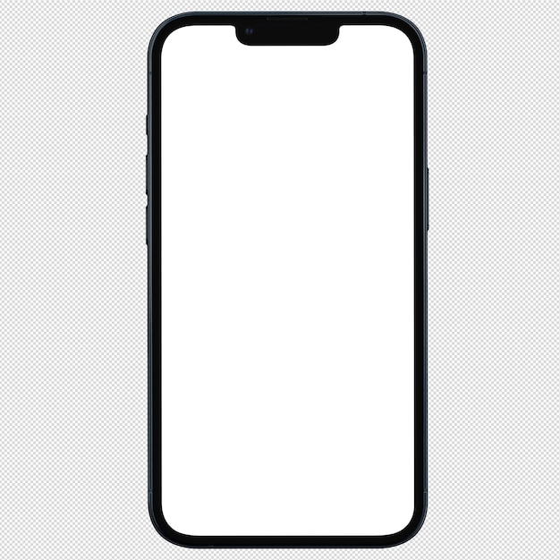 front side photo of blue smartphone similar to iphone without background template for mockup
