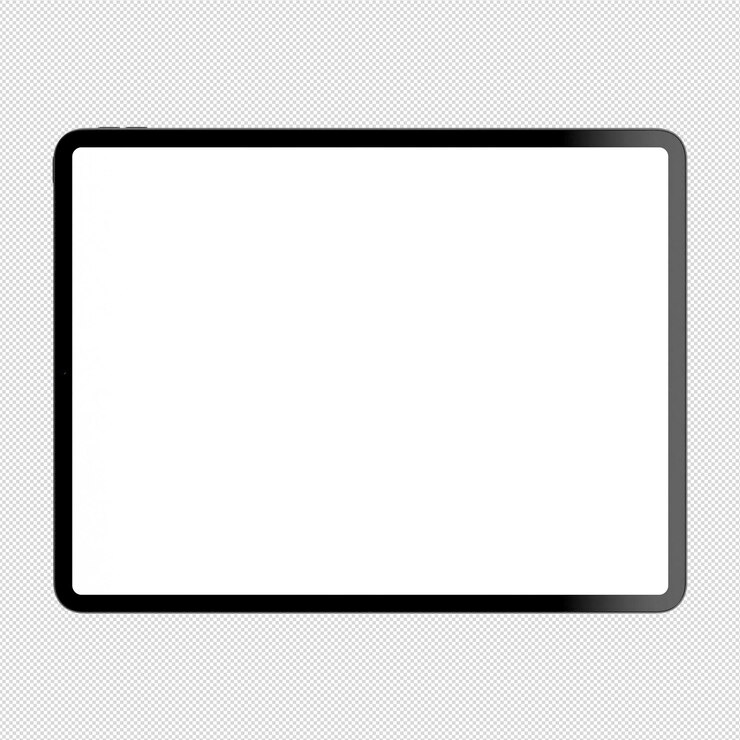 PSD 背景のない灰色のタブレットのフロントサイド写真 モックアップのテンプレート