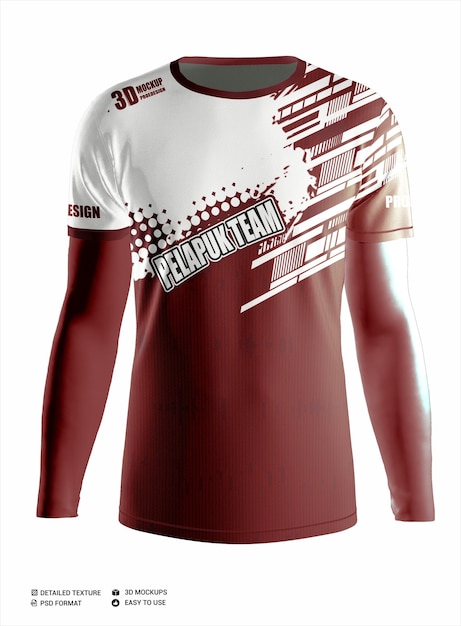 PSD front side round collar cuff jersey mockup