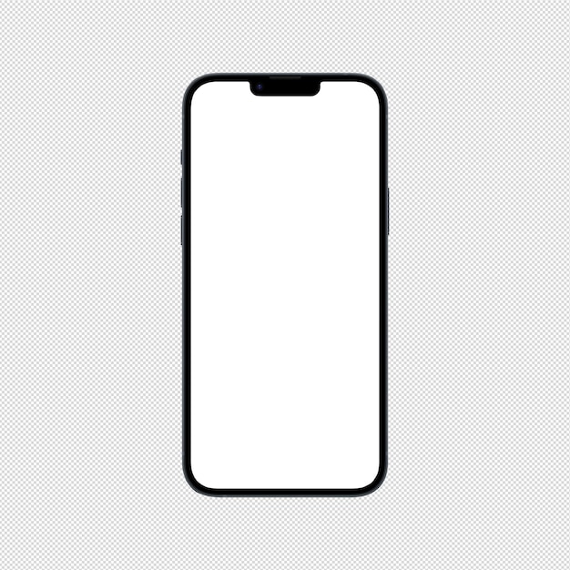 Front side view photo of gray smartphone or mobile phone without background Template for mockup