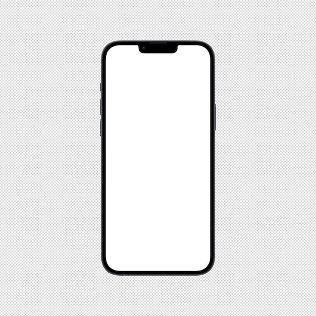 PSD front side view photo of gray smartphone or mobile phone without background template for mockup