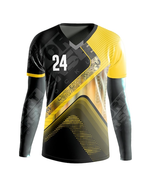 PSD front side vneck cuffed jersey mockup