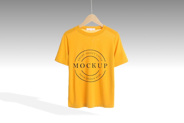 PSD front side yellow t-shirt mockup isolated