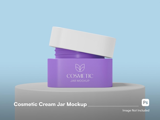 Front view aesthetic cosmetic jar mockup 3d isolated