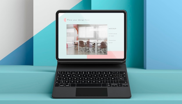 PSD front view arrangement with tablet and keyboard attached