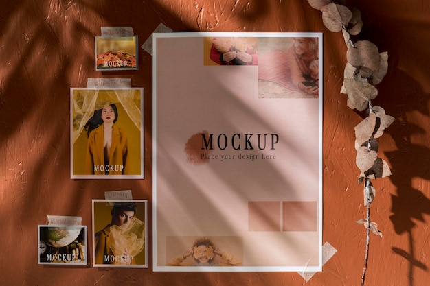 PSD vista frontale del mock-up moodboard autunnale