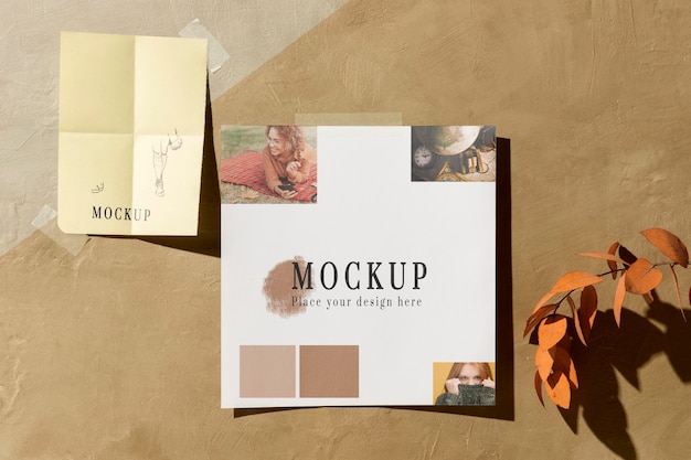 Vista frontale del mock-up moodboard autunnale