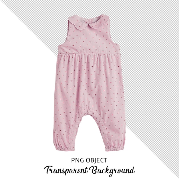 PSD front view of baby pink jumpsuit on transparent background