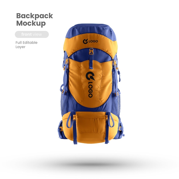 PSD front view of backpack mockup