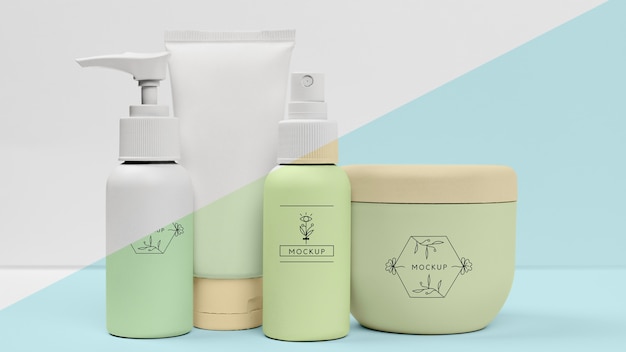 Front view of beauty products set