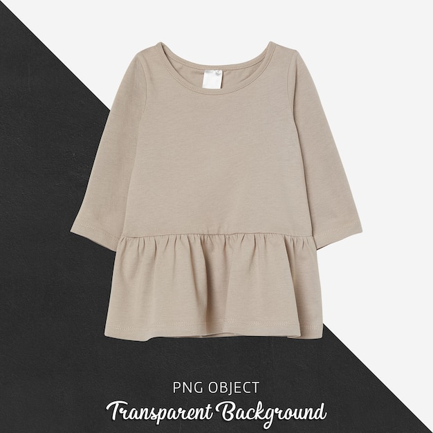 Front view of beige children dress mockup