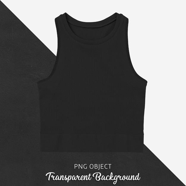 PSD front view of black basic crop top mockup