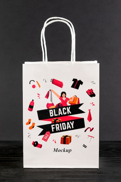 Front view black friday bag mock-up