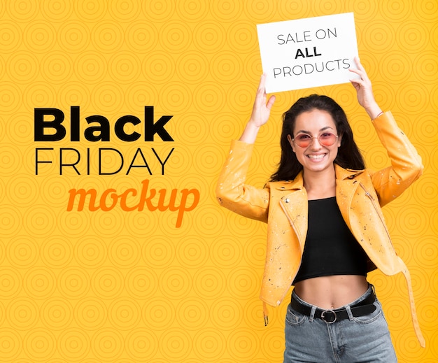 PSD front view of black friday concept mock-up