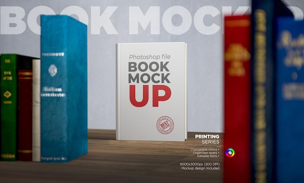 Front view book hardcover mockup