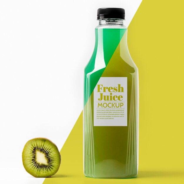 Front view of bottle with kiwi