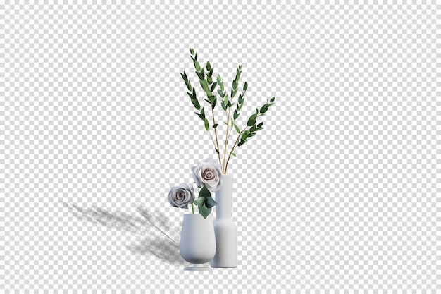 Front view bouquet of flowers in a vase in 3d rendering