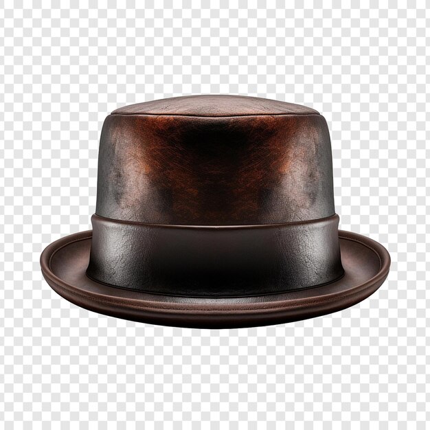 Front view of bowler or derby hat isolated on transparent background