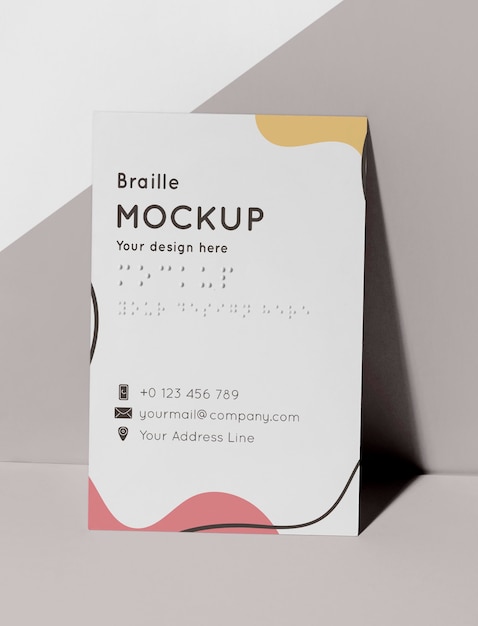 PSD front view of business card with embossed braille