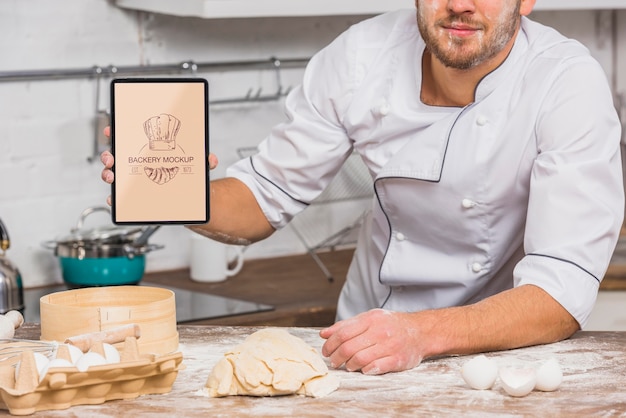 PSD chef di vista frontale nel mock-up della cucina