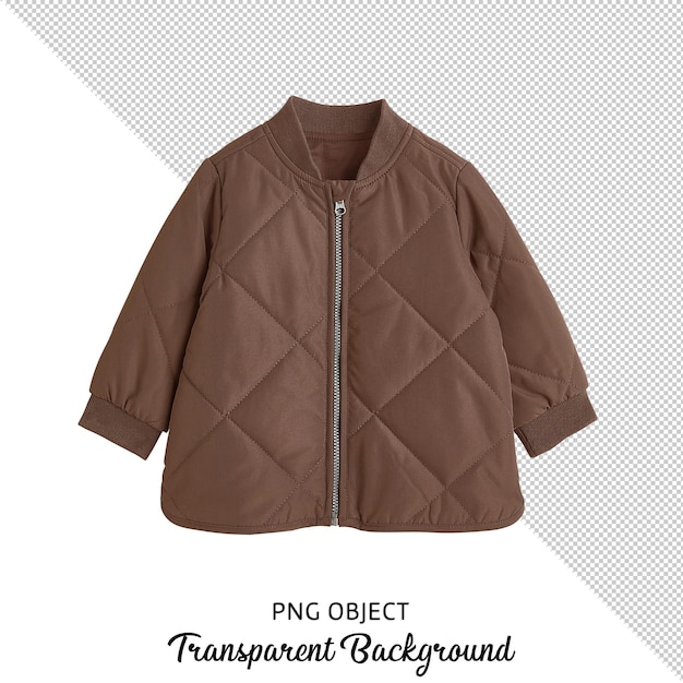 PSD front view of children brown coat on transparent background